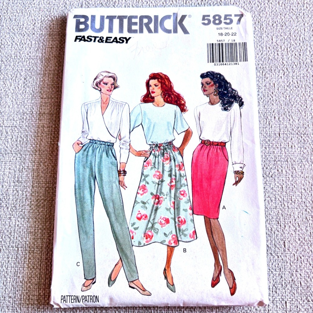 Butterick 5857 Easy Pull-On Skirts Pants 18-20-22 Comfort Classic Capsule Pieces